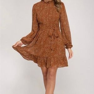 Long Sleeve Print Dress Size Small NWT